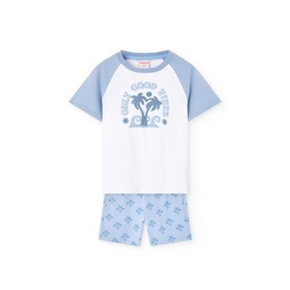 Pijama corto Only Good Vibes celeste - Boboli