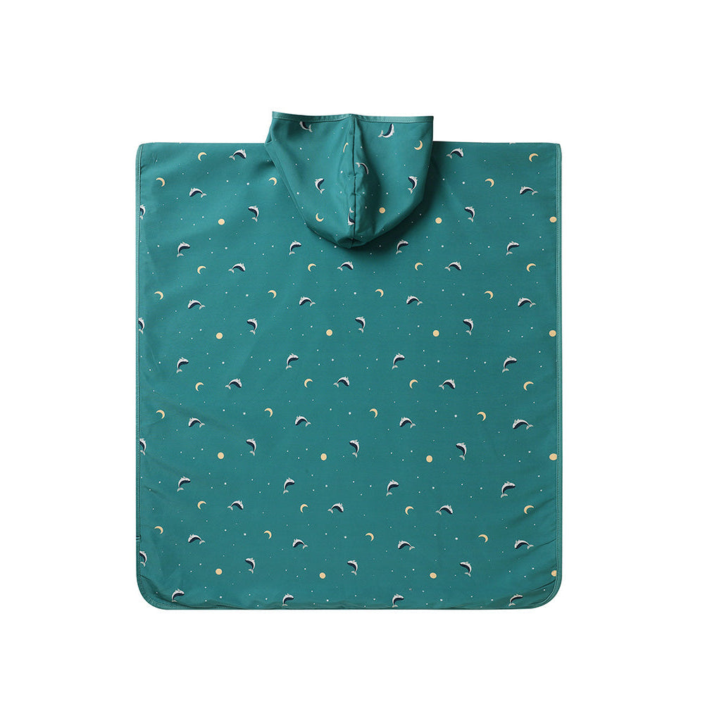Poncho de Playa Whale Teal - Monnëka