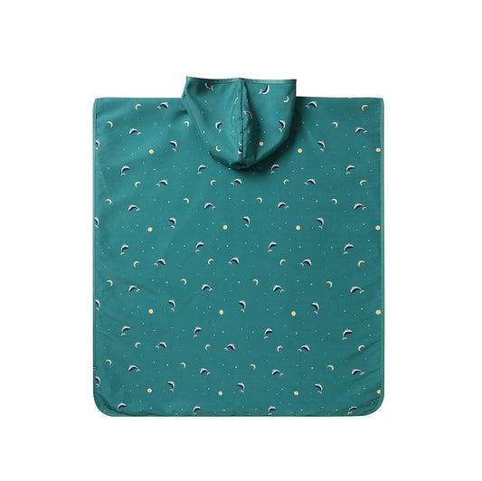 Poncho de Playa Whale Teal - Monnëka