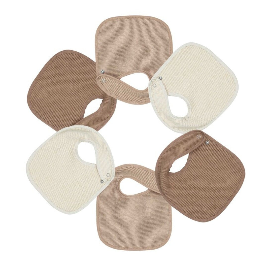 Pack de 6 baberos beige y chocolate - 3KG7