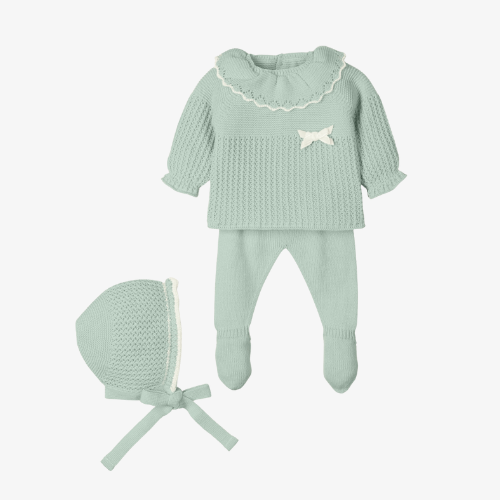 Traje 3P Canesú capota Sueño empolvado mint - Mac Ilusión