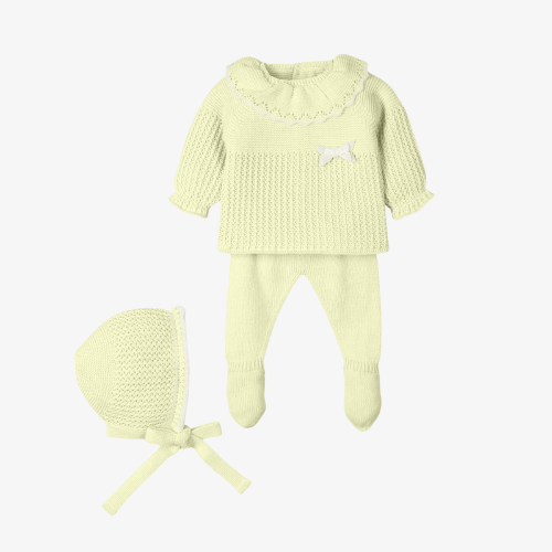 Traje 3P Canesú capota Sueño empolvado amarillo - Mac Ilusión