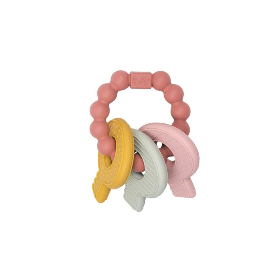 Mordedor llavero silicona rosa - Little Dutch