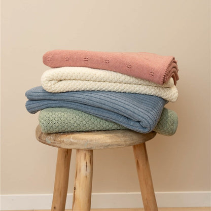 Manta de punto cuna rosa essentials - Little Dutch
