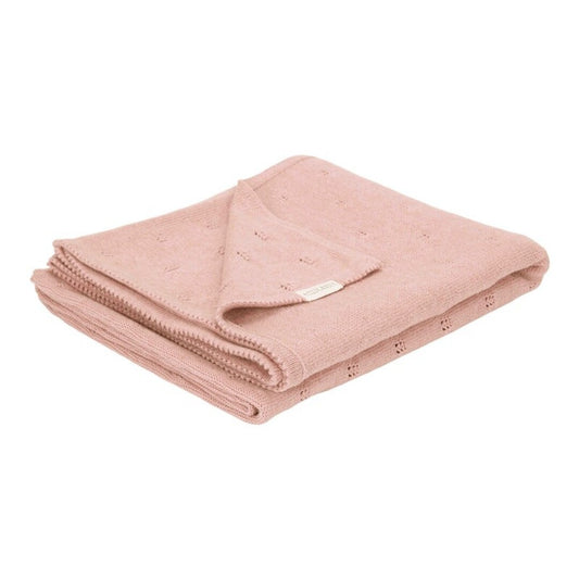 Manta de punto cuna rosa essentials - Little Dutch