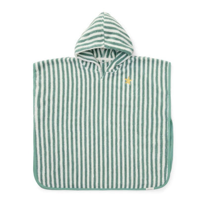 Poncho playa Seashells y Rayas Surf azul - Little Dutch