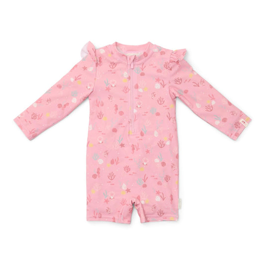 Mono baño manga larga Ocean Treasures rosa - Little Dutch