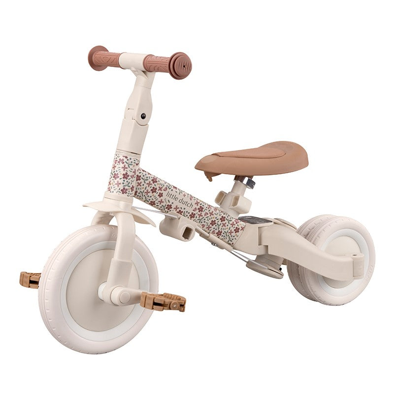 Triciclo con barra blanca flores - Little Dutch