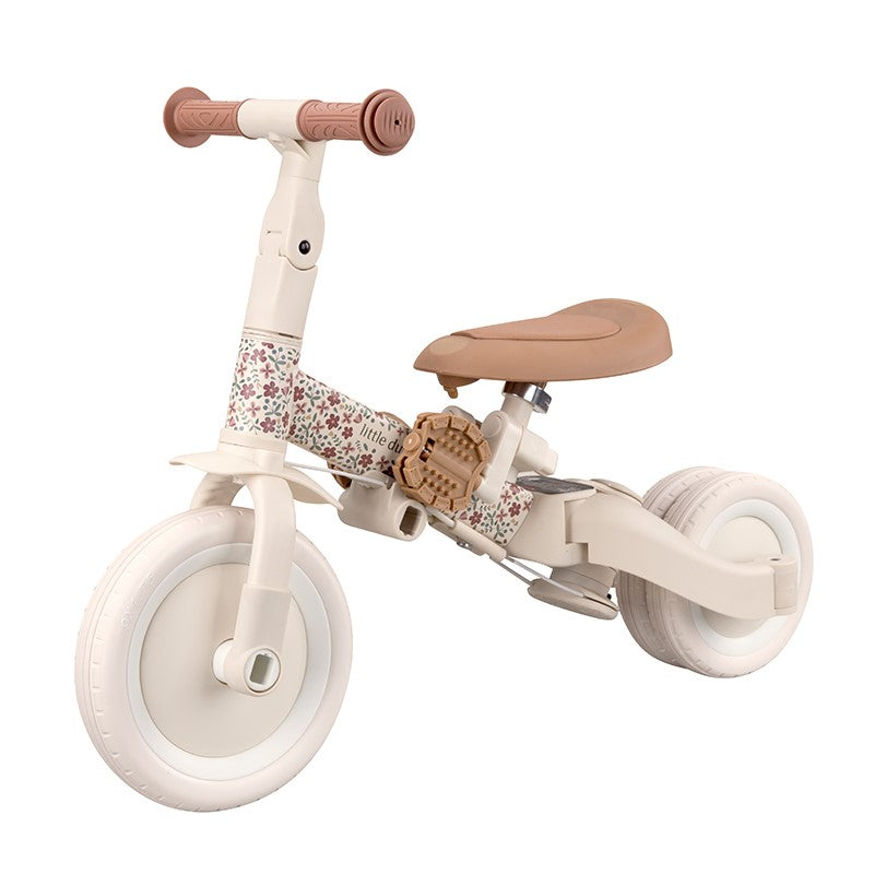 Triciclo con barra blanca flores - Little Dutch