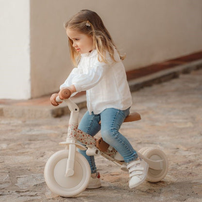 Triciclo con barra blanca flores - Little Dutch