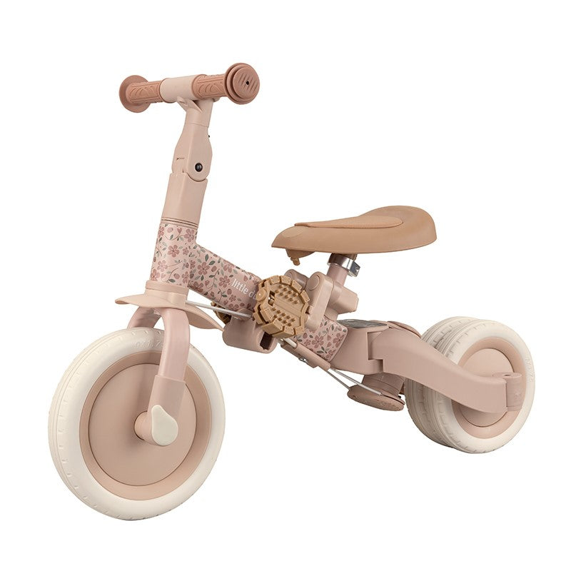 Triciclo con barra rosa flores - Little Dutch