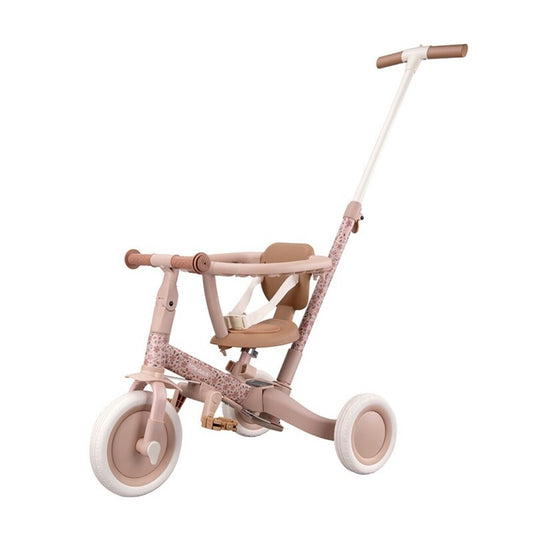 Triciclo con barra rosa flores - Little Dutch