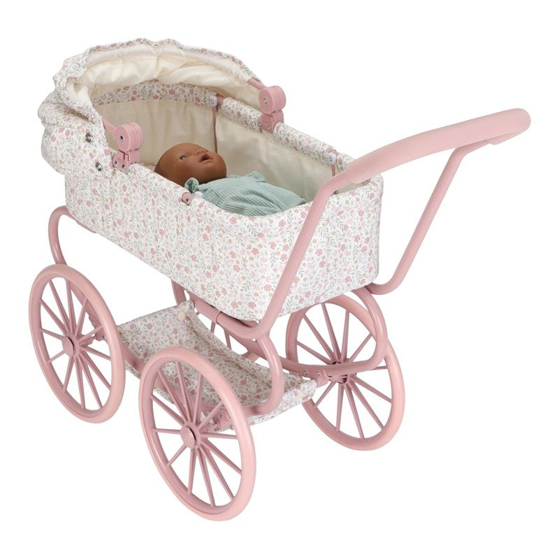 Carrito capazo muñeca metal Flores - Little Dutch
