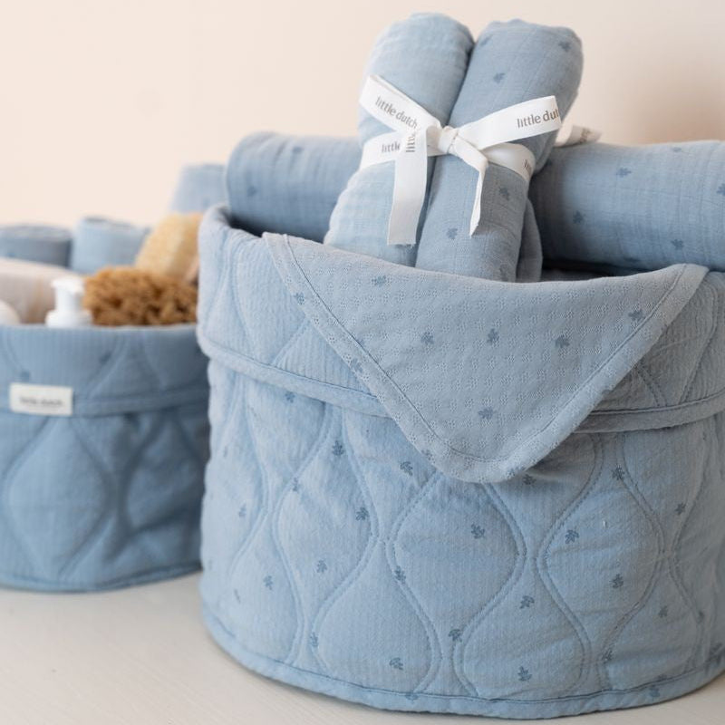Cesta almacenaje Grande Puro Azul Denim - Little Dutch