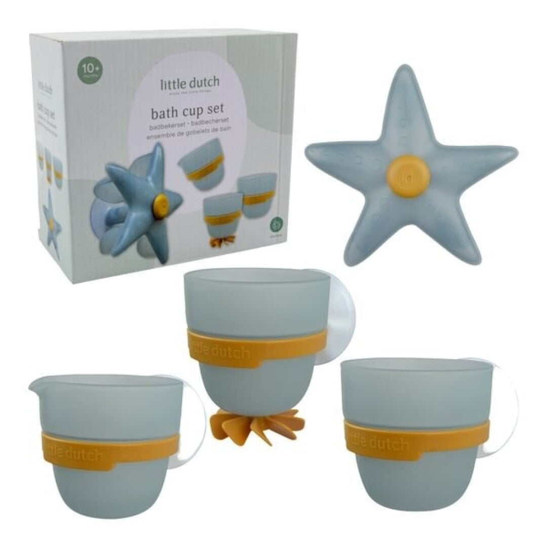 Juego bañera tazas y estrellas azul - Little Dutch