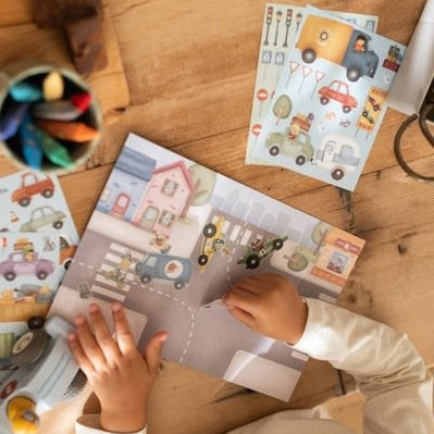 Libro de pegatinas vehículos - Little Dutch