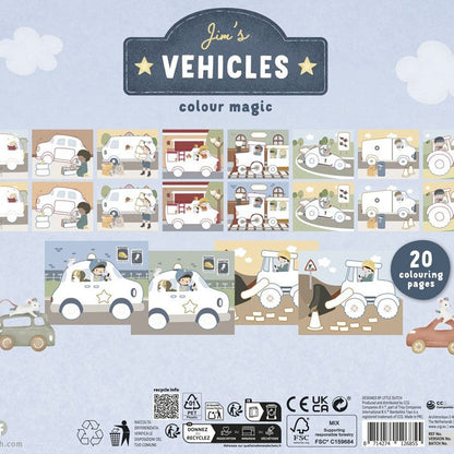 Libro mágico vehículos Jim con lápices - Little Dutch