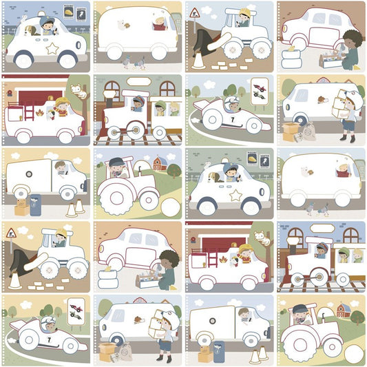 Libro mágico vehículos Jim con lápices - Little Dutch