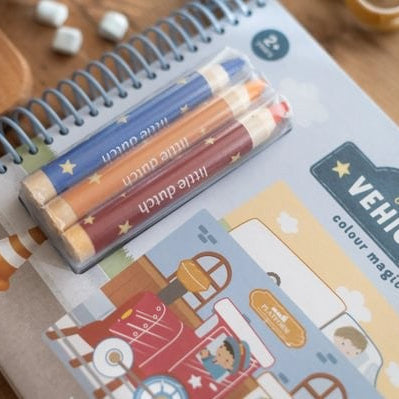 Libro mágico vehículos Jim con lápices - Little Dutch