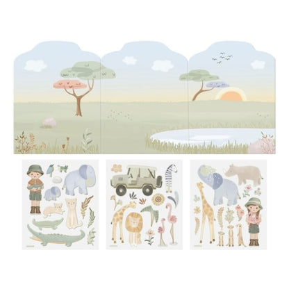 Libro de pegatinas crea tu historia Safari  - Little Dutch