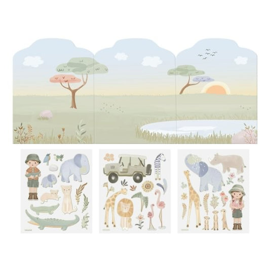 Libro de pegatinas crea tu historia Safari  - Little Dutch