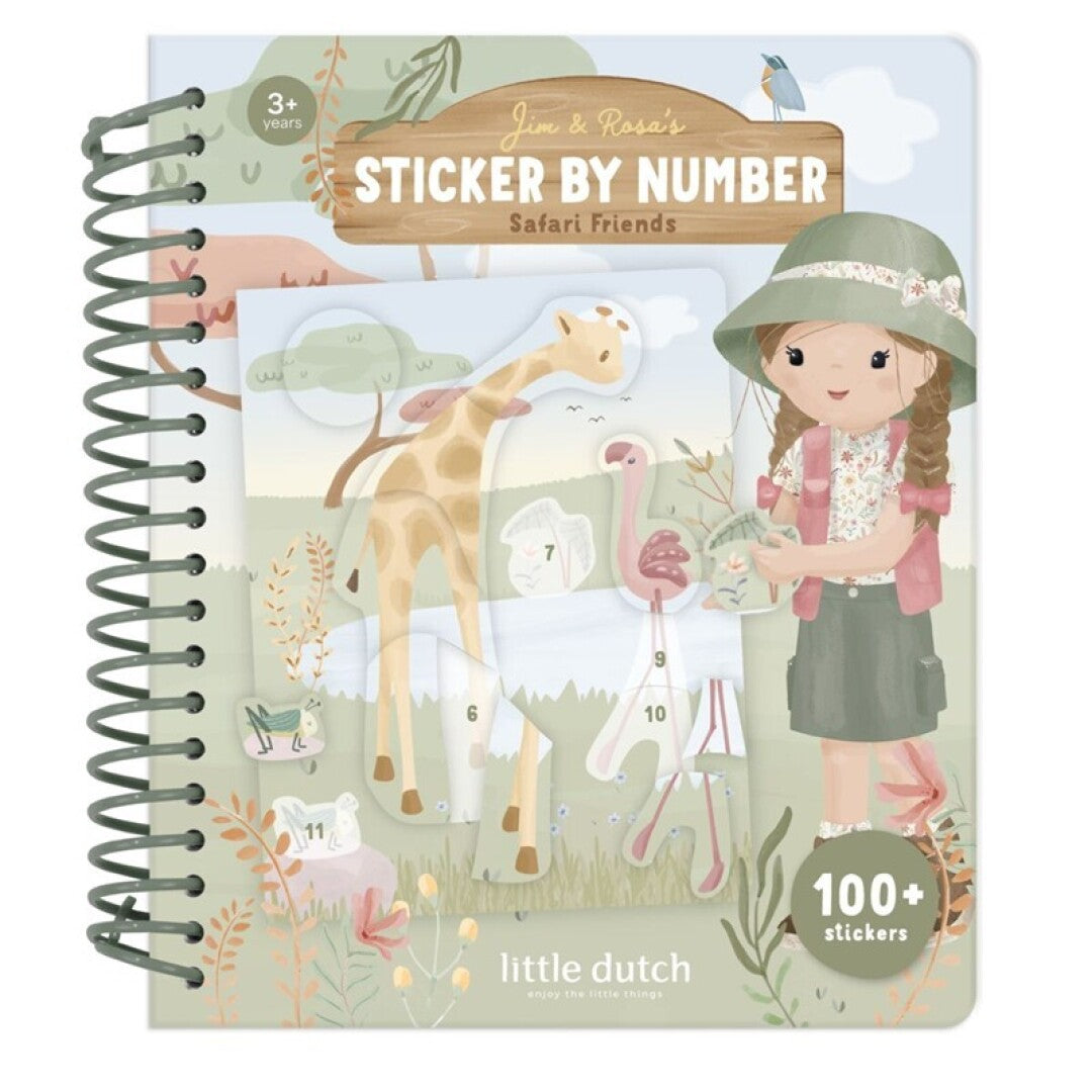 Libro de Pegatinas por Números Rosa Safari Friends – Little Dutch