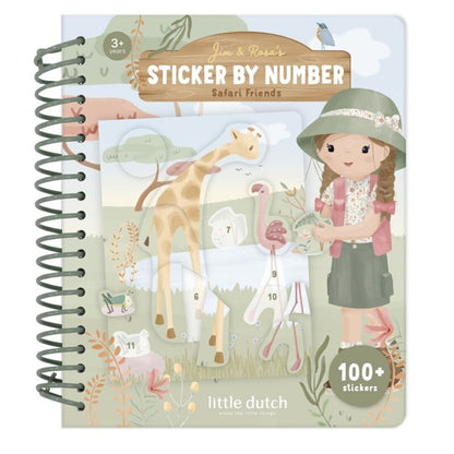 Libro de Pegatinas por Números Rosa Safari Friends – Little Dutch