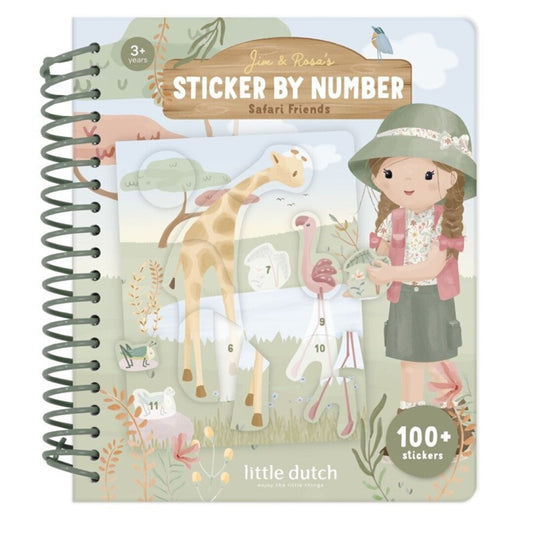 Libro de Pegatinas por Números Rosa Safari Friends – Little Dutch