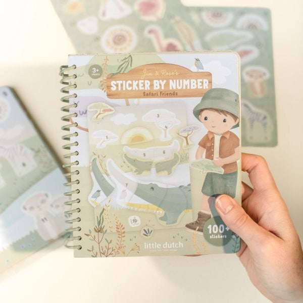 Libro de Pegatinas por Números Jim Safari Friends – Little Dutch