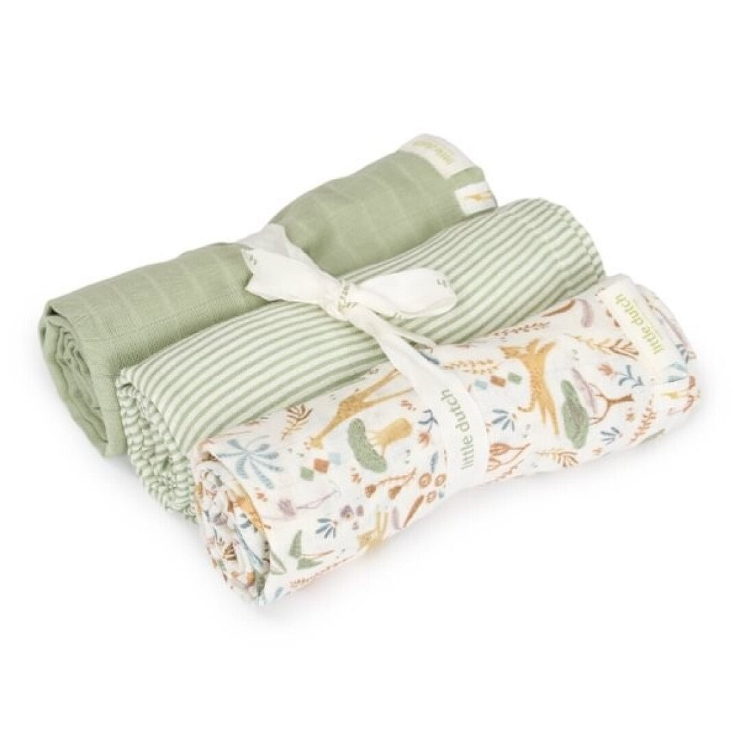 Pack 3 muselina 70 x 70 Safari Friends Wonder - Little Dutch