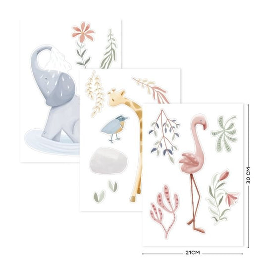 Set de Vinilos de Pared Blooming Safari Friends – Little Dutch