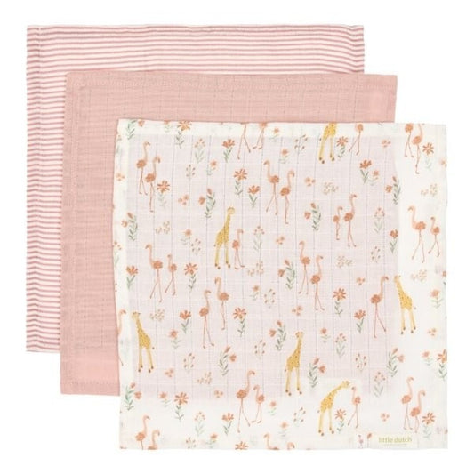Set 3 Toallitas Muselina Blooming  Safari Friends - Little Dutch