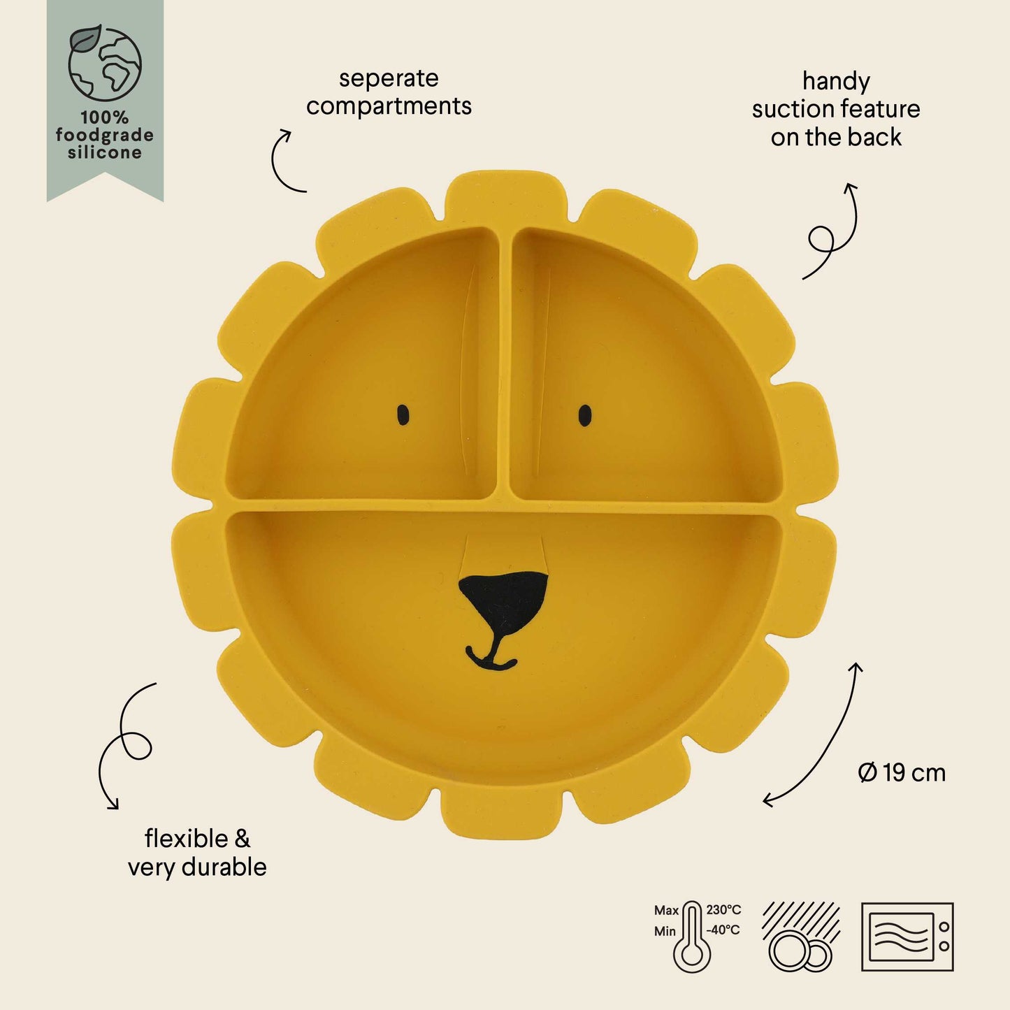 Plato dividido de silicona con ventosa Mr. Lion - Trixie