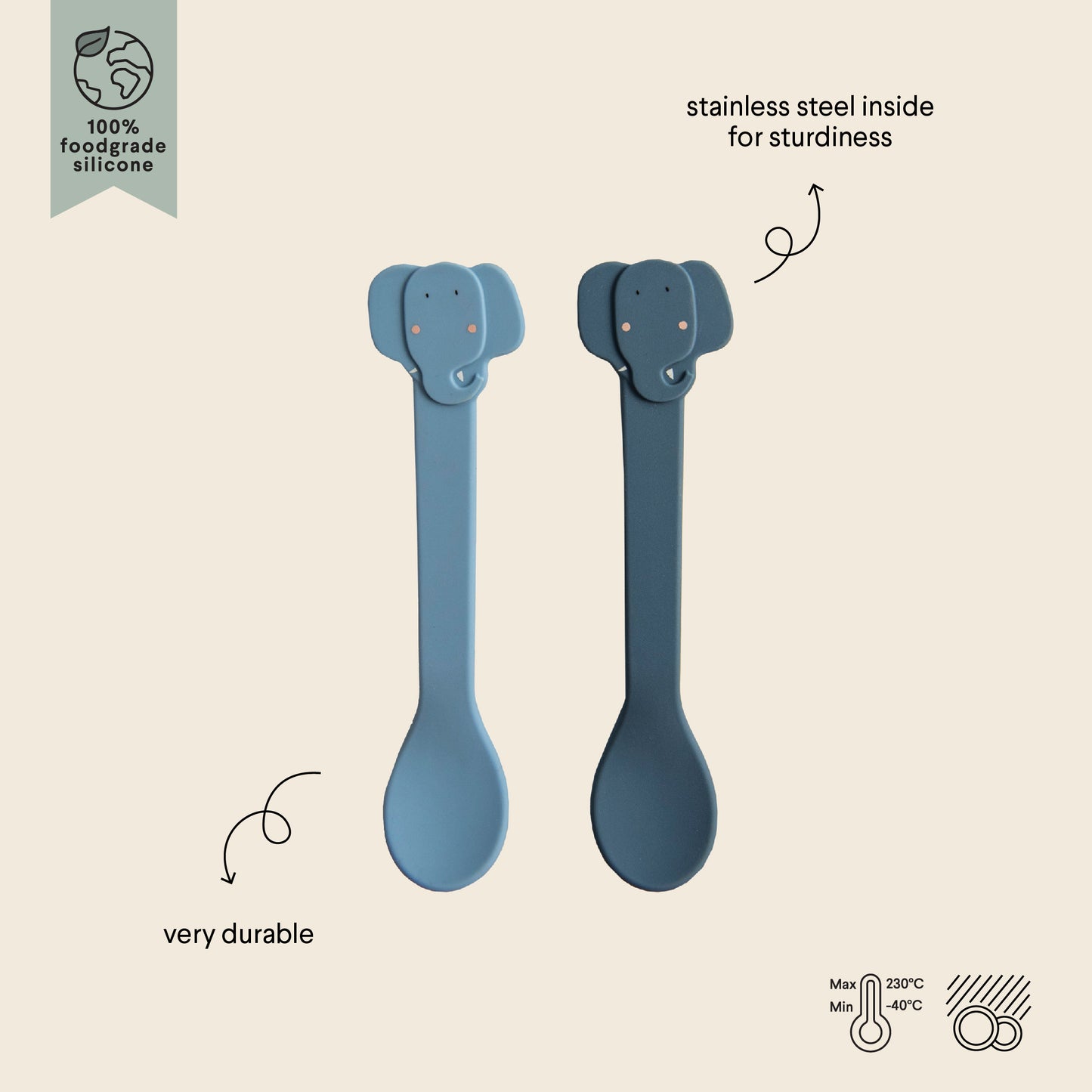 Set 2 cucharas silicona Mrs. Elephant - Trixie