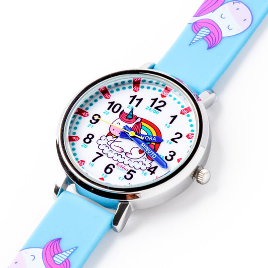 Reloj aprendizaje silicona rosa unicornios -  Kiddus