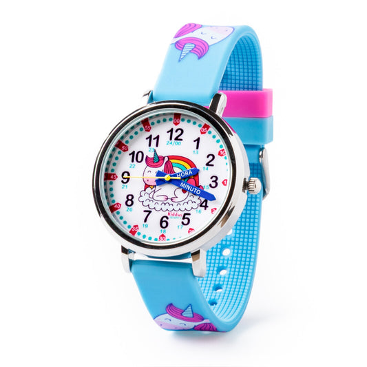Reloj aprendizaje silicona rosa unicornios -  Kiddus