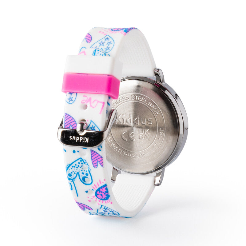 Reloj aprendizaje sin texto silicona corazones rosa -  Kiddus