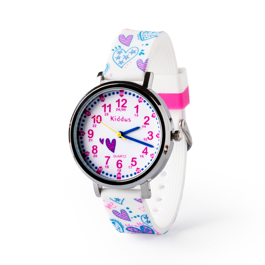 Reloj aprendizaje sin texto silicona corazones rosa -  Kiddus