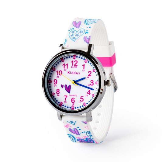 Reloj aprendizaje sin texto silicona corazones rosa -  Kiddus
