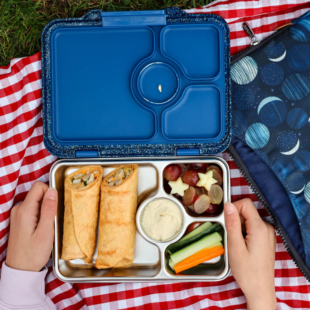 Caja Almuerzo Yumbox Pret Acero Glitter Azul 4C - Yumbox