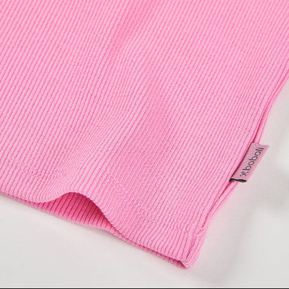 Camiseta niña punto canalé rosa - Boboli