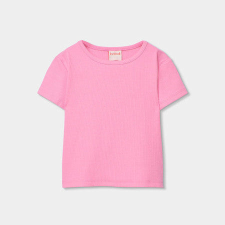 Camiseta niña punto canalé rosa - Boboli