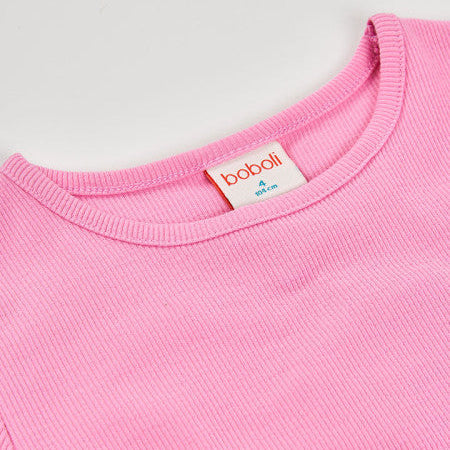 Camiseta niña punto canalé rosa - Boboli