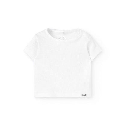 Camiseta punto canalé blanca Boboli