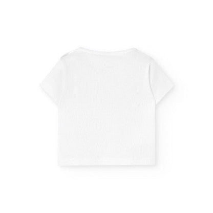 Camiseta punto canalé blanca Boboli