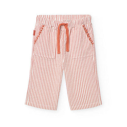 Pantalón popelín rayas naranja y blanco Boboli