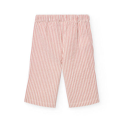 Pantalón popelín rayas naranja y blanco Boboli