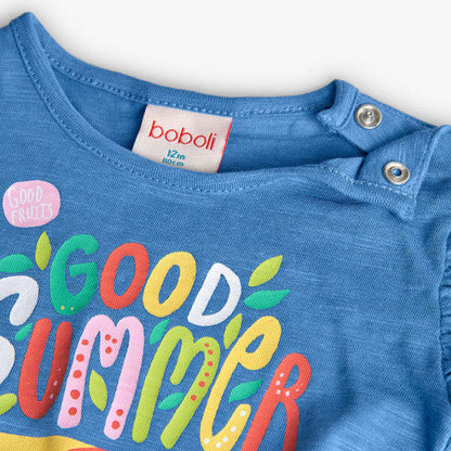 Camiseta punto azul Good Summer Boboli