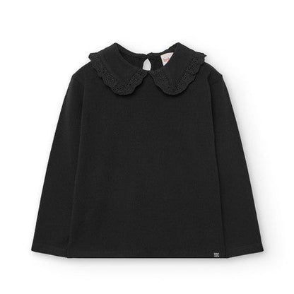 Camiseta cuello bebé niña de punto negro - Boboli