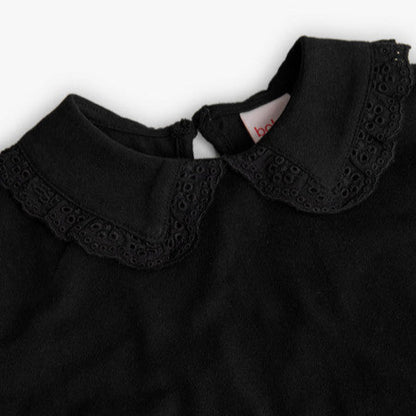 Camiseta cuello bebé niña de punto negro - Boboli